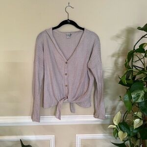 Paper Crane Button Up Tie Front Sweater - Size Medium